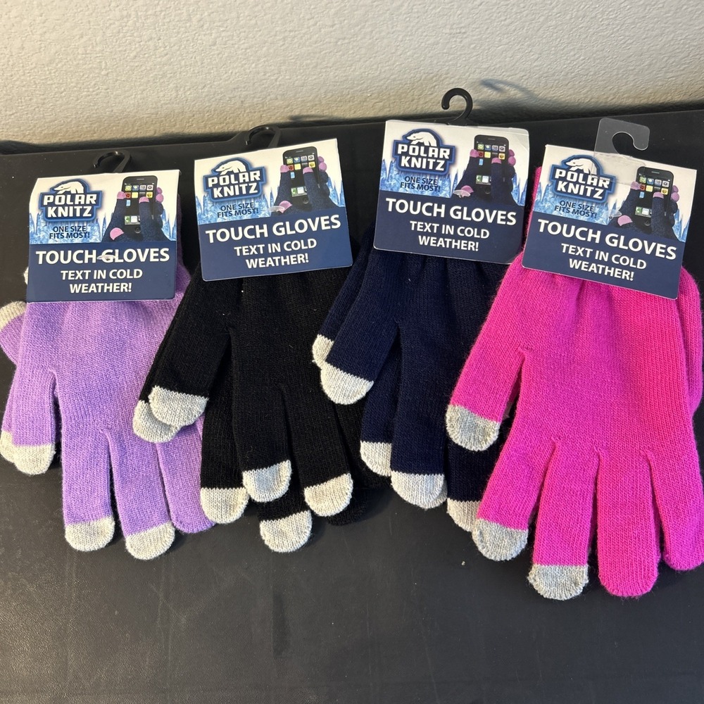 Polar Knitz Touch Gloves , Text In Cold Weather  Lot Of 4 Pairs On Size Fits All